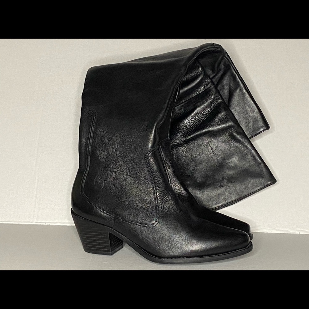 Knee high leather heeled boots